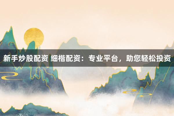 新手炒股配资 细楷配资：专业平台，助您轻松投资