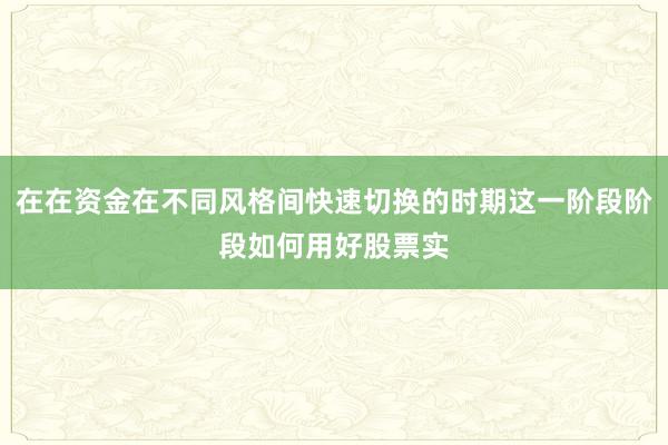 在在资金在不同风格间快速切换的时期这一阶段阶段如何用好股票实